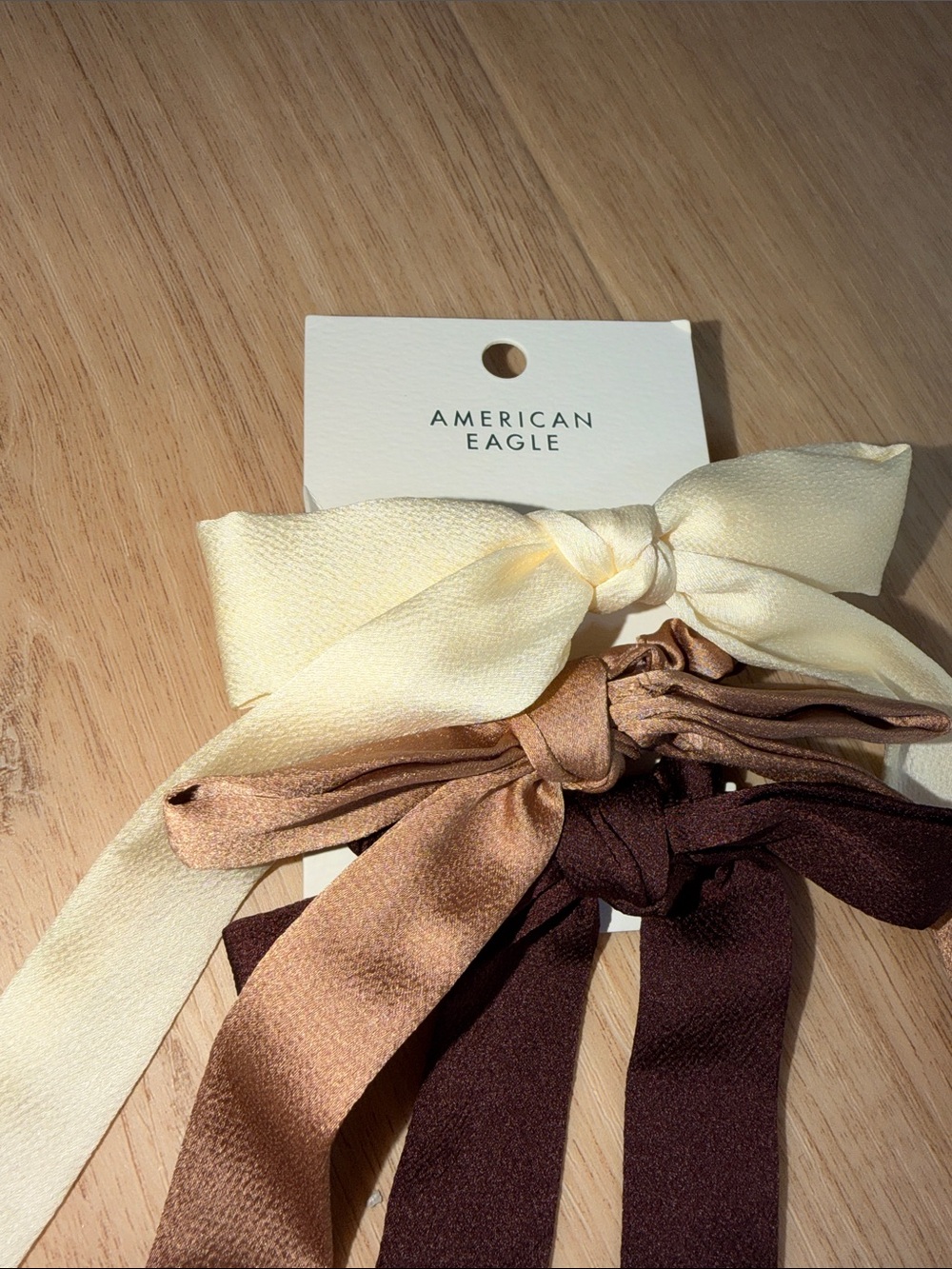 American Eagle Outfitters Neutral Bow Hair Ties - Cream, Tan, Brown NWT - Picture 2 of 3